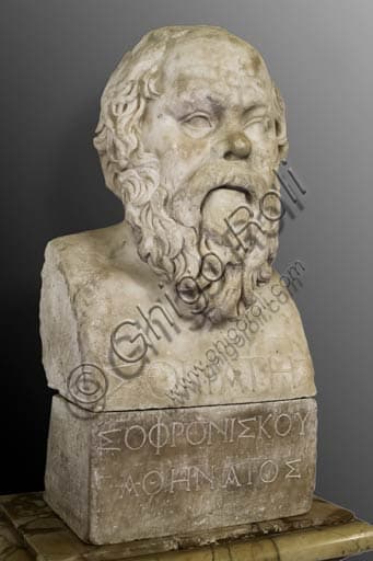 Busto di Socrate, erma in marmo, Musei Capitolini Roma, Sala dei Filosofi, scultura ritratto del filosofo greco