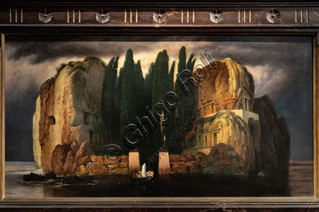 Dipinto L'Isola dei Morti di Otto Vermehren, olio su tela periodo 1886-1900