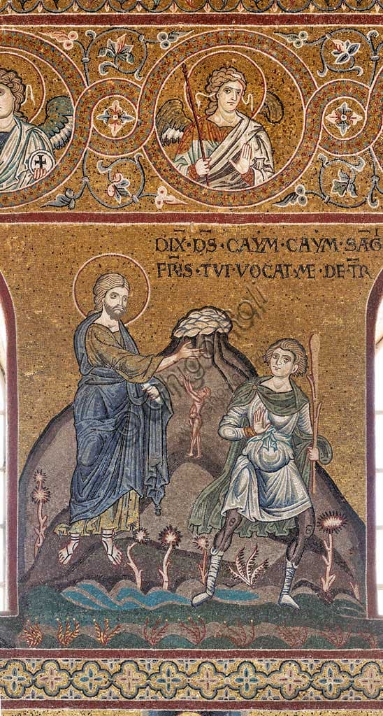 Mosaico bizantino L'iniquità di Caino, Duomo di Monreale, Sicilia