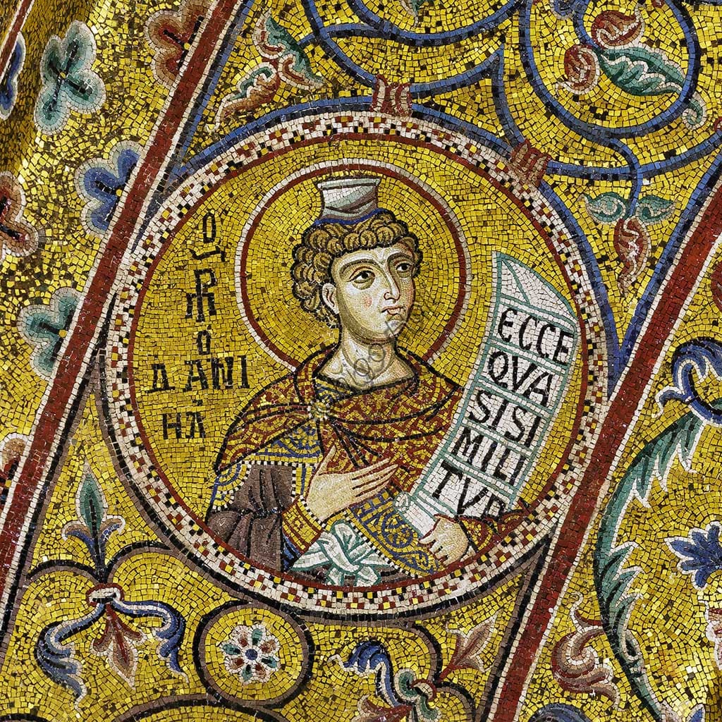 Mosaico bizantino del Profeta Daniele, dettaglio del sottarco absidale del Duomo di Monreale a Palermo