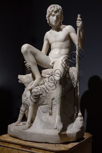 Scultura in marmo bianco di Carrara 'Il Pastorello' di Bertel Thorvaldsen, 1823-1826