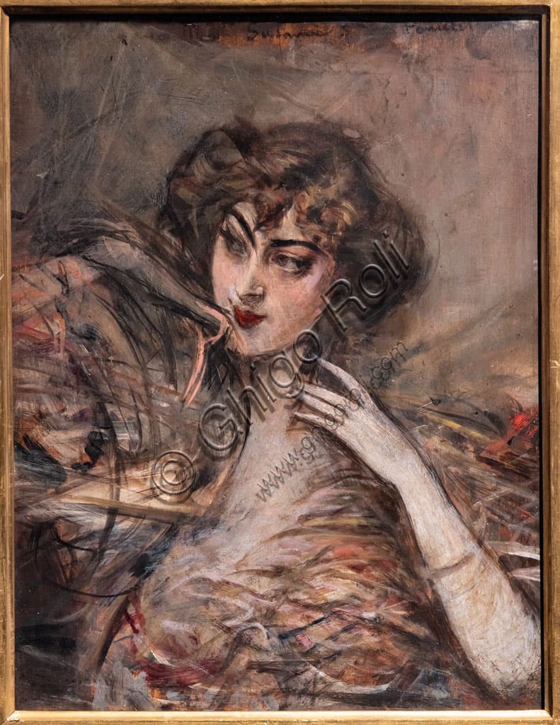 Ritratto di donna di Giovanni Boldini, 1907, olio su tela, esempio di pittura italiana moderna