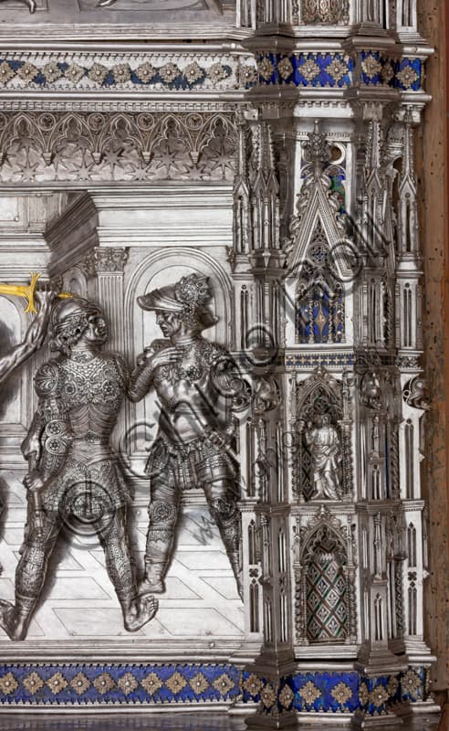 Detail of the lower section of the right pillar, Silver Altar of St. John's Treasure, Opera del Duomo Museum, Florence